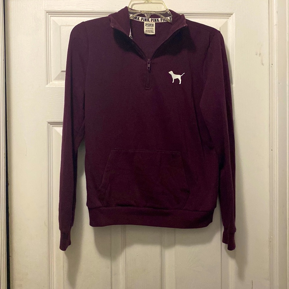 PINK Quarter-zip burgundy Sweatshirt